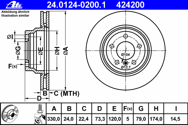 ate-24012402001 Тормозной диск ATE 24.0124-0200.1