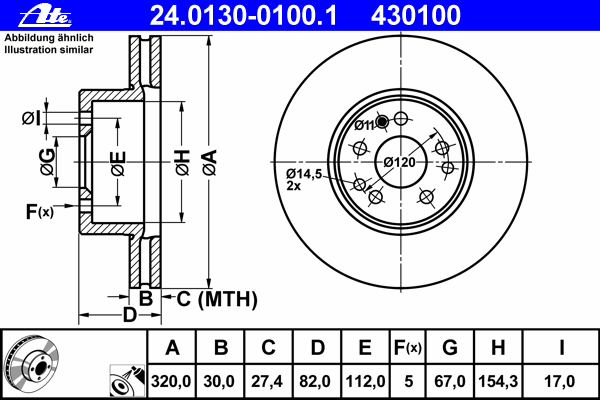 Тормозной диск ATE 24.0130-0100.1